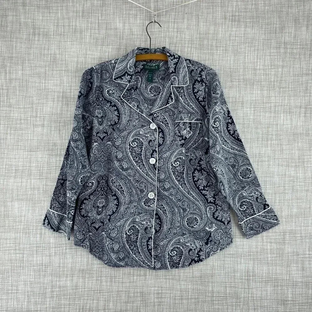 Lauren Ralph Lauren Pajama Top button down Womens M Blue 3028